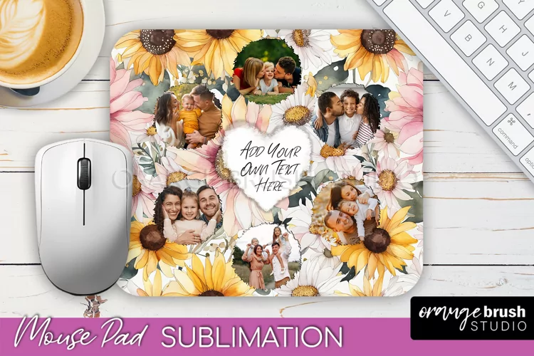Photo Mouse Pad Sublimation, Floral Mouse Pad Picture Frame