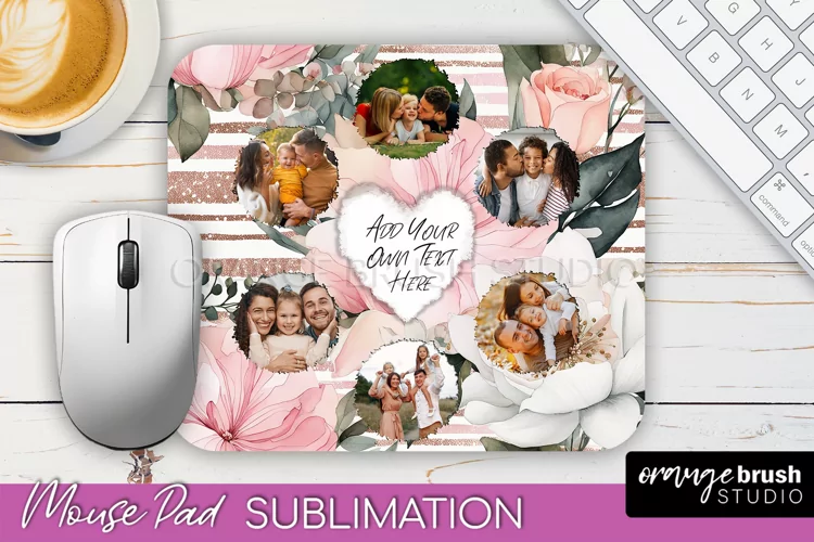 Photo Mouse Pad Sublimation, Floral Mouse Pad Picture Frame