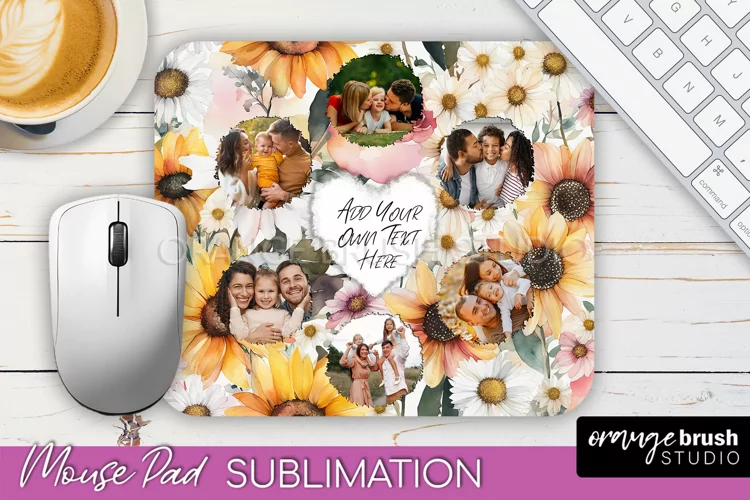 Photo Mouse Pad Sublimation, Floral Mouse Pad Picture Frame