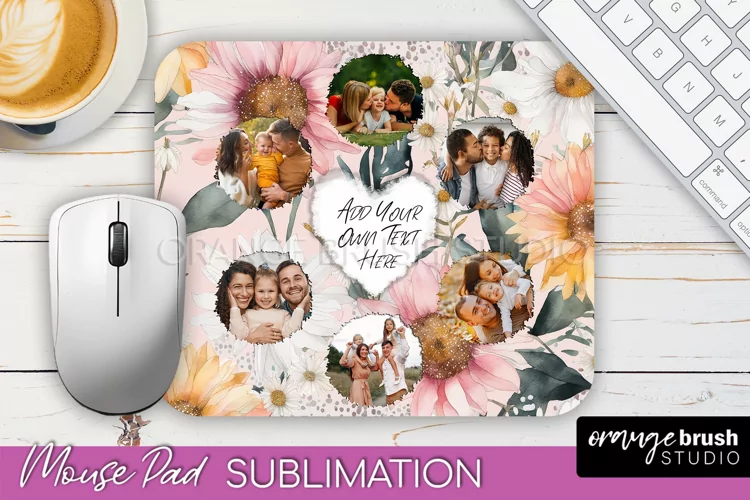 Photo Mouse Pad Sublimation, Floral Mouse Pad Picture Frame