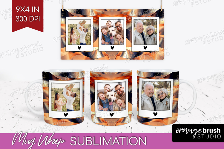 Rose Gold Photo Mug Wrap PNG - Abstract Picture Frame Mug
