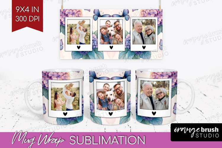 Floral Photo Mug Wrap PNG - Sping Flowers Picture Frame Mug