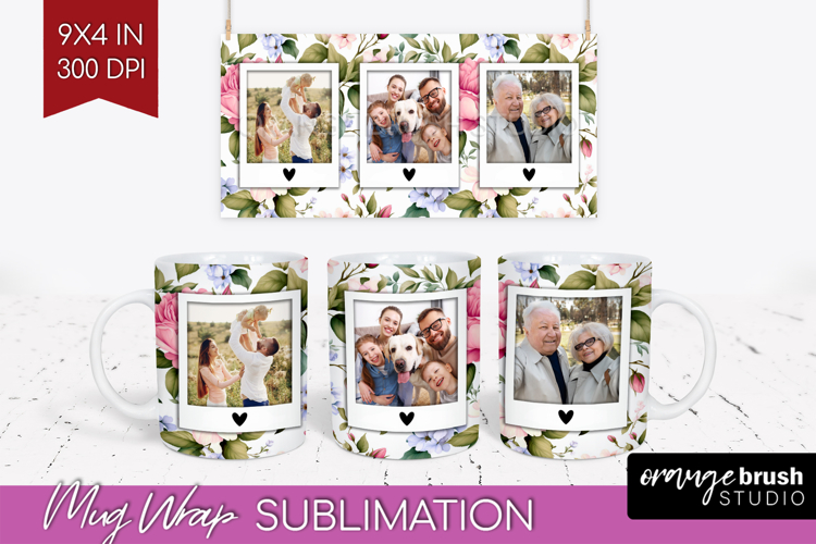 Spring Photo Mug Wrap PNG - Flowers Picture Frame Mug