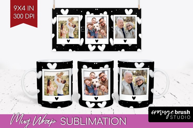 Valentines Day Photo Mug Wrap PNG - Heart Picture Frame Mug