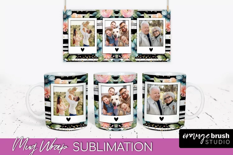 Add Your Photo Mug Wrap -Floral Mug Sublimation Design