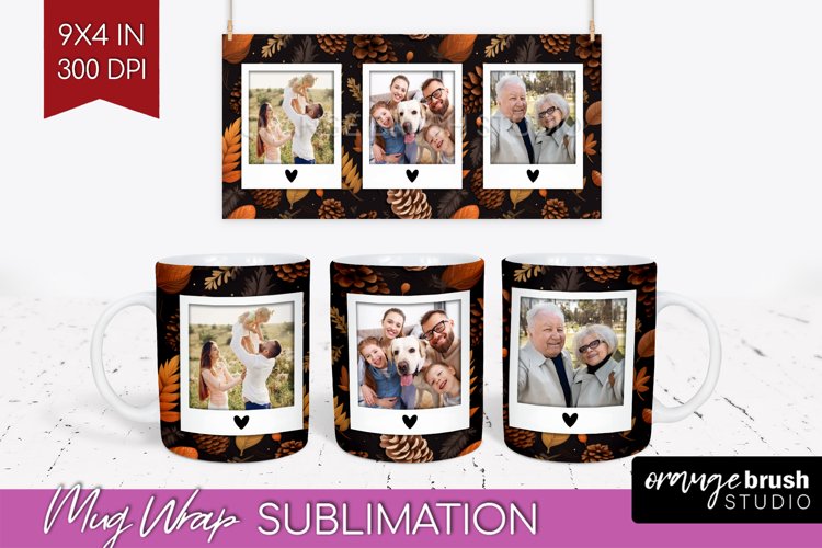 Fall Photo Frame Mug Wrap - Autumn Mug Sublimation example image 1