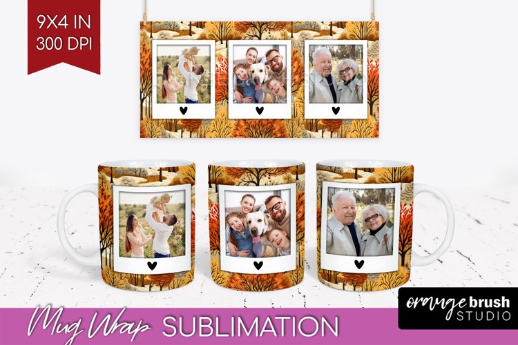 Fall Photo Frame Mug Wrap - Autumn Mug Sublimation example image 1