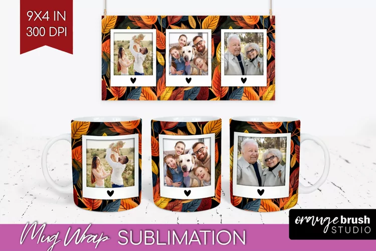 Fall Photo Frame Mug Wrap - Autumn Mug Sublimation