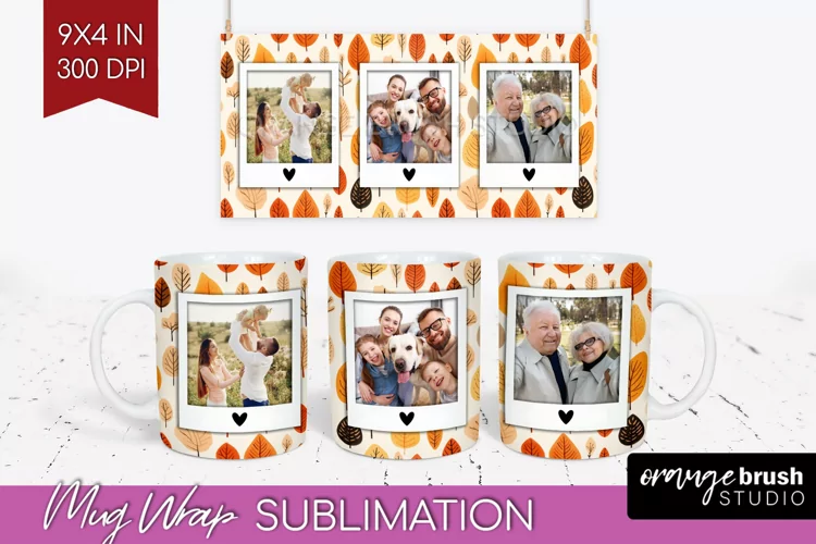 Fall Photo Frame Mug Wrap - Autumn Mug Sublimation