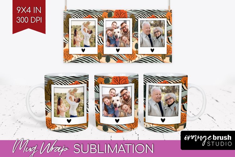 Fall Photo Frame Mug Wrap - Autumn Mug Sublimation example image 1