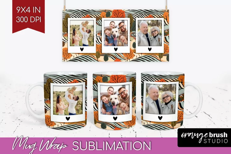 Fall Photo Frame Mug Wrap - Autumn Mug Sublimation