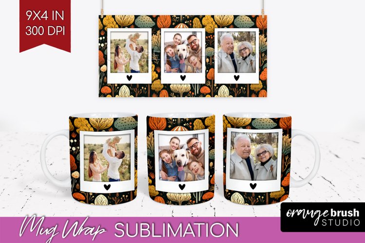 Fall Photo Frame Mug Wrap - Autumn Mug Sublimation example image 1