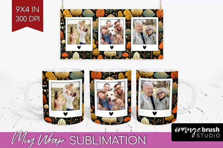 Fall Photo Frame Mug Wrap - Autumn Mug Sublimation