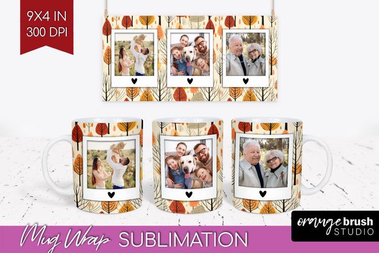 Fall Photo Frame Mug Wrap - Autumn Mug Sublimation example image 1