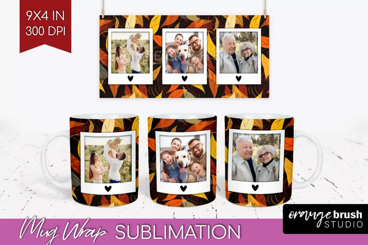 Fall Photo Frame Mug Wrap - Autumn Mug Sublimation