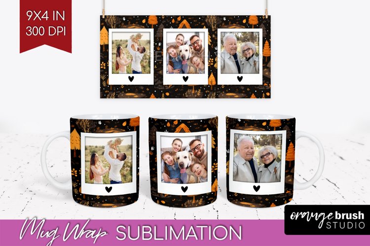 Fall Photo Frame Mug Wrap - Autumn Mug Sublimation example image 1