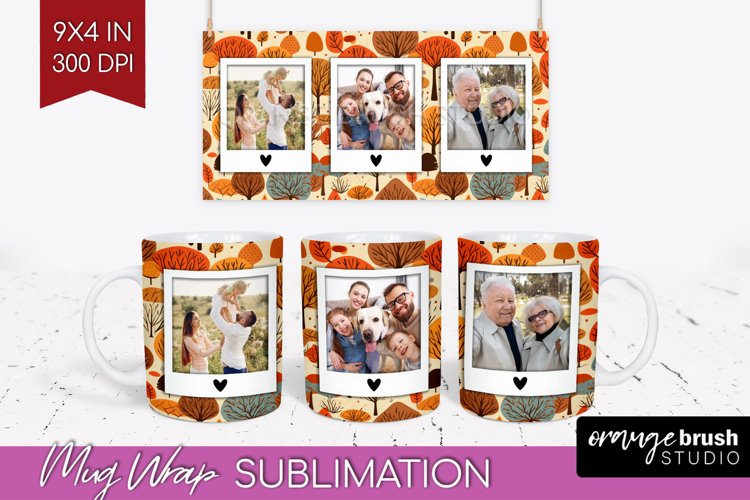 Fall Photo Frame Mug Wrap - Autumn Mug Sublimation example image 1