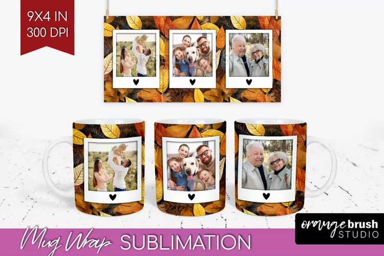 Fall Photo Frame Mug Wrap - Autumn Mug Sublimation