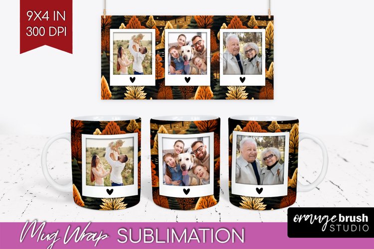 Fall Photo Frame Mug Wrap - Autumn Mug Sublimation example image 1
