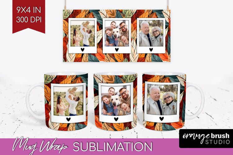 Fall Photo Frame Mug Wrap - Autumn Mug Sublimation example image 1