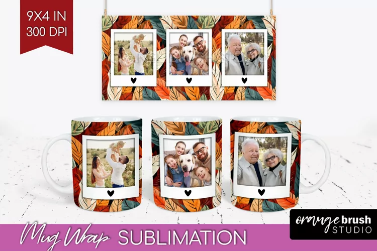 Fall Photo Frame Mug Wrap - Autumn Mug Sublimation
