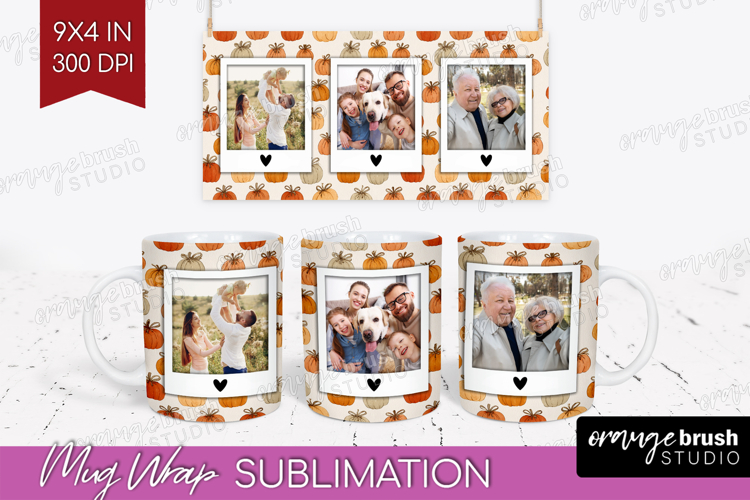 Pumpkun Photo Mug Wrap PNG - Fall Picture Frame Mug