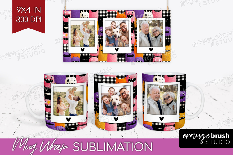 Halloween Photo Mug Wrap PNG - Spooky Picture Frame Mug