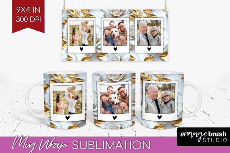 Rose Photo Mug Wrap PNG - Floral Picture Frame Mug