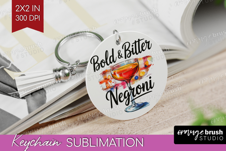 Negroni Cocktail Keychain PNG Summer Drink Keychain