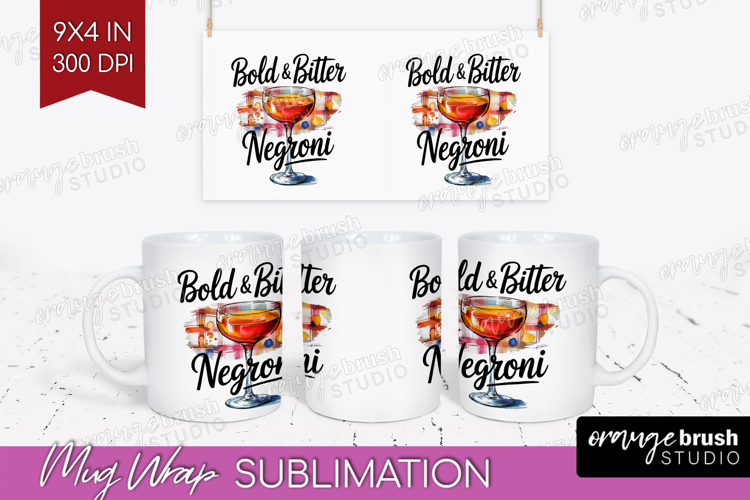 Negroni Cocktail Mug Wrap Summer Drink Mug PNG Sublimation