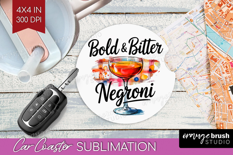Negroni Cocktail Car Coaster Summer Drink Coaster PNG