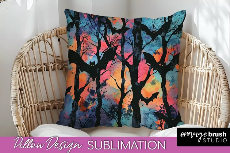Neon Halloween Pillow Sublimation - Spooky Pillow Cover