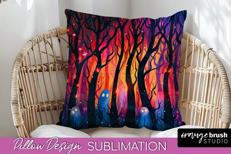 Neon Halloween Pillow Sublimation - Spooky Pillow Cover