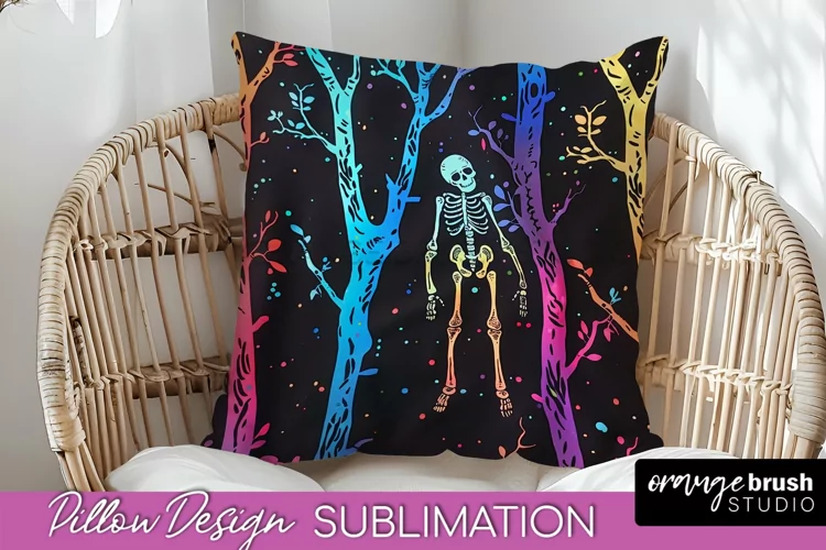 Neon Halloween Pillow Sublimation - Spooky Pillow Cover