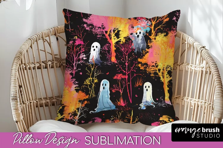 Neon Halloween Pillow Sublimation - Spooky Pillow Cover
