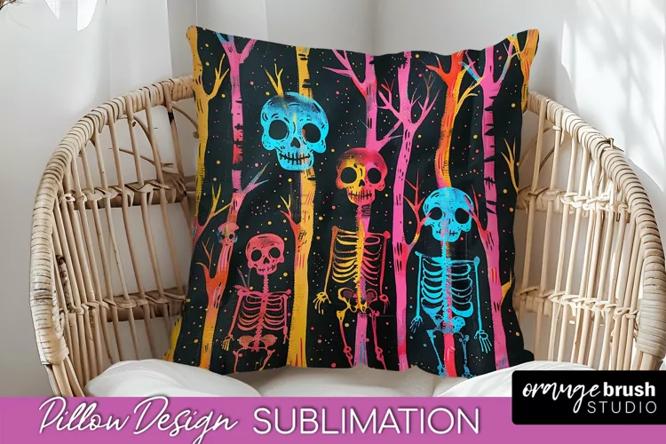 Neon Halloween Pillow Sublimation - Spooky Pillow Cover