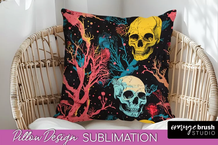 Neon Halloween Pillow Sublimation - Spooky Pillow Cover