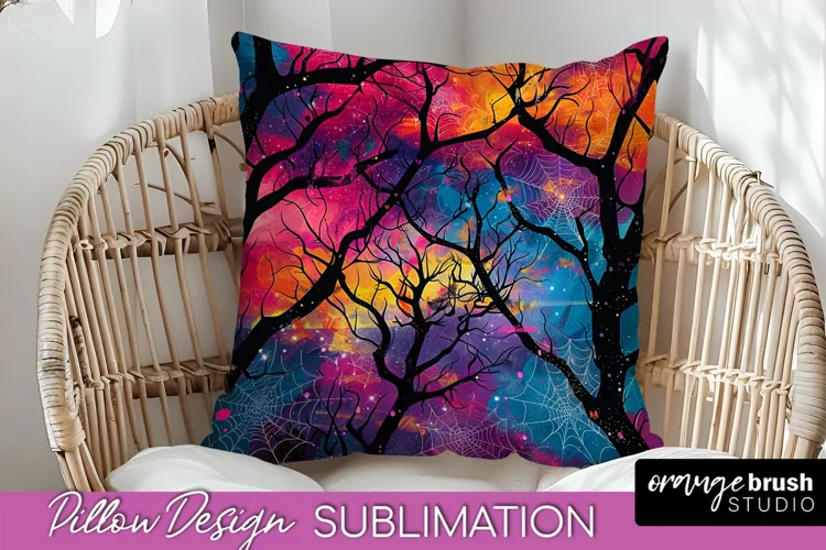 Neon Halloween Pillow Sublimation - Spooky Pillow Cover