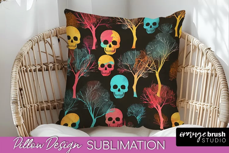 Neon Halloween Pillow Sublimation - Spooky Pillow Cover