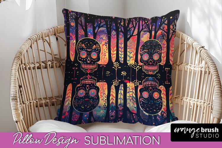 Neon Halloween Pillow Sublimation - Spooky Pillow Cover example image 1