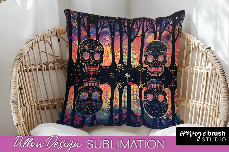 Neon Halloween Pillow Sublimation - Spooky Pillow Cover