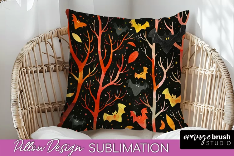 Neon Halloween Pillow Sublimation - Spooky Pillow Cover