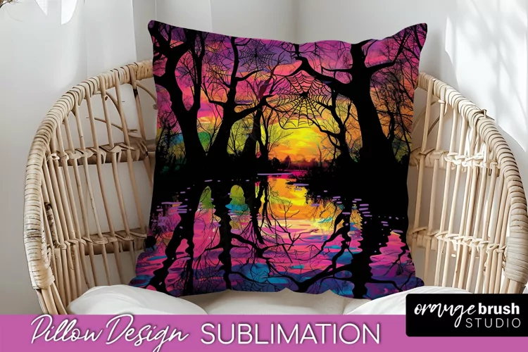 Neon Halloween Pillow Sublimation - Spooky Pillow Cover