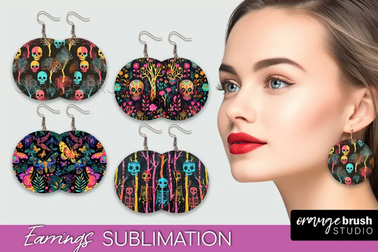 Neon Halloween Earrings - Spooky Round Earring Sublimation