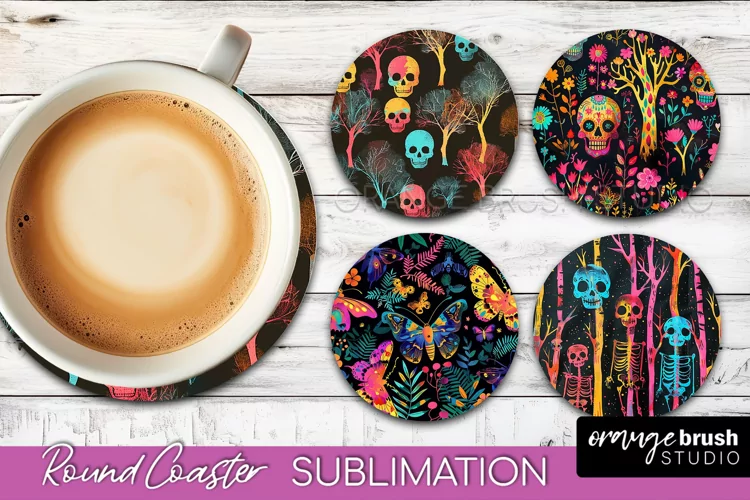 Neon Halloween Coasters - Spooky Round Coaster Sublimation