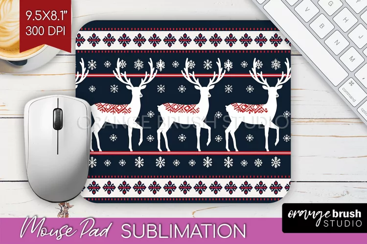 Nordic Christmas Mouse Pad Sublimation - Winter Mousepad PNG