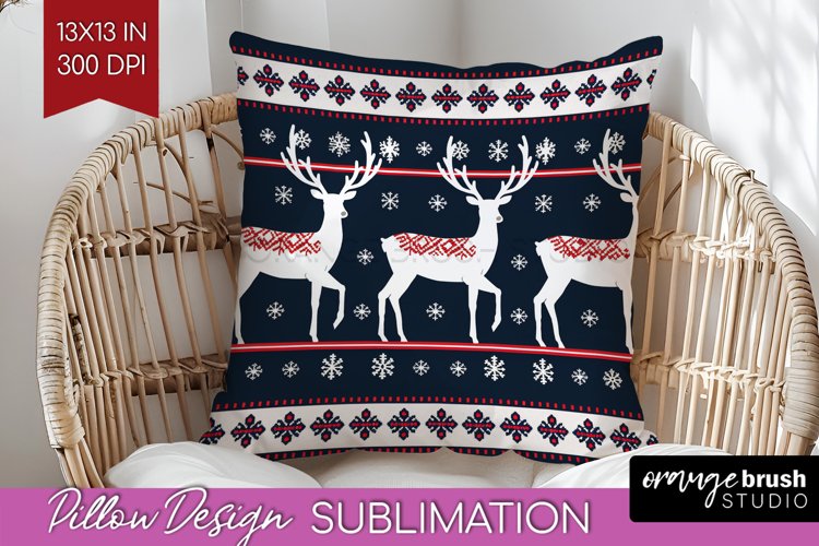 Nordic Christmas Pillow Sublimation - Winter Pillow Cover example image 1