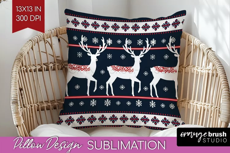 Nordic Christmas Pillow Sublimation - Winter Pillow Cover