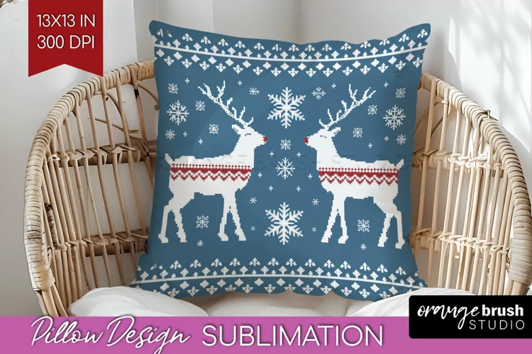 Nordic Christmas Pillow Sublimation - Winter Pillow Cover