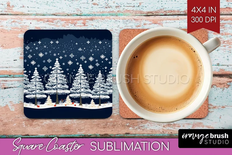 Nordic Christmas Square Coaster - Winter Coaster Sublimation